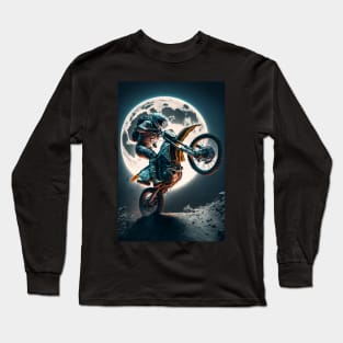 Dirt bike stunt on the moon Long Sleeve T-Shirt